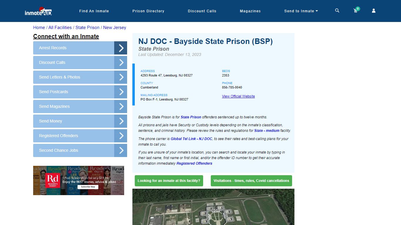 NJ DOC - Bayside State Prison (BSP) & Inmate Search - Leesburg, NJ