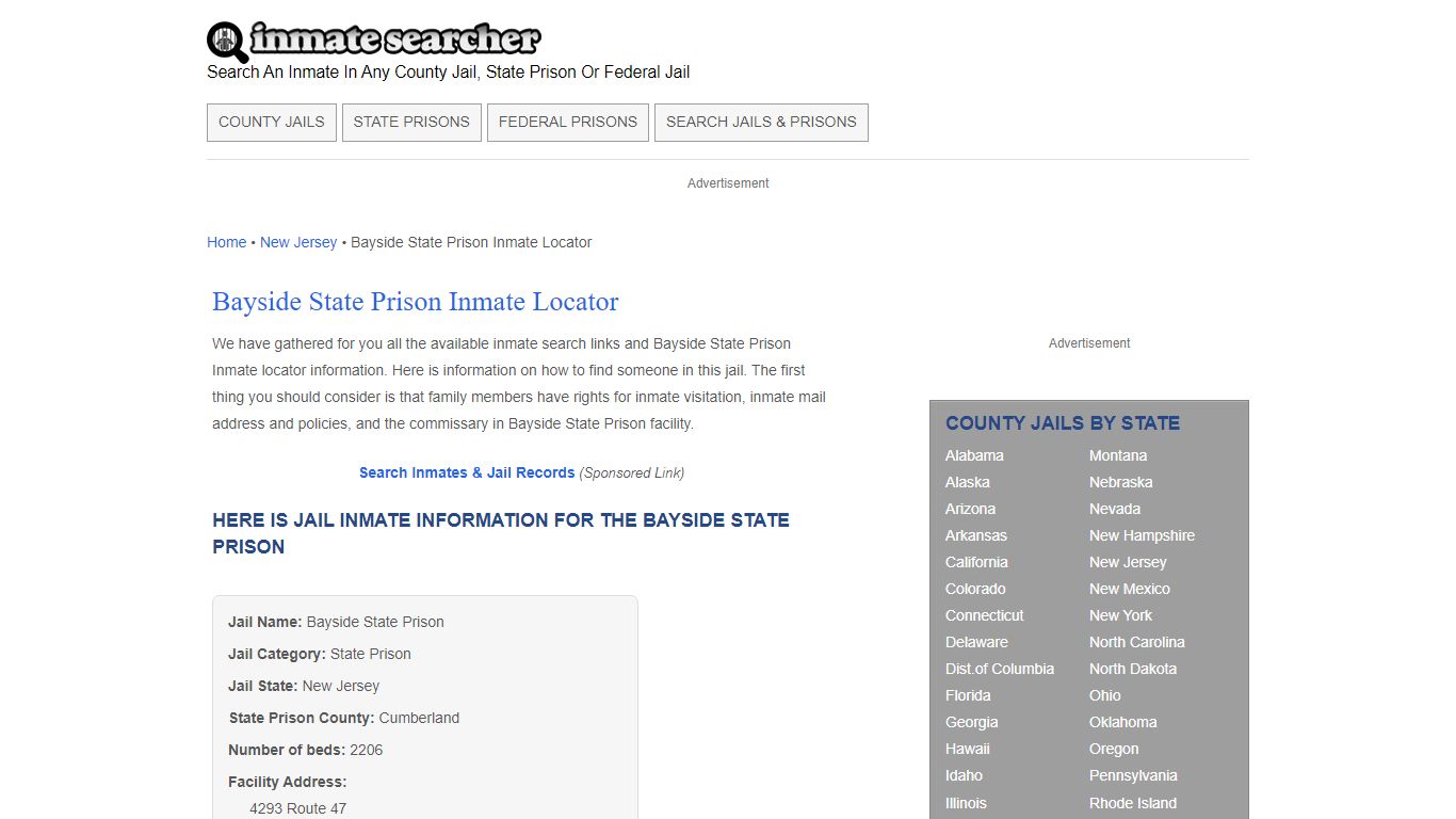 Bayside State Prison Inmate Locator - Inmate Searcher