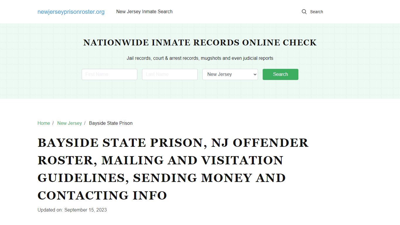 Bayside State Prison, NJ: Inmate Search, Visitation & Contact Info